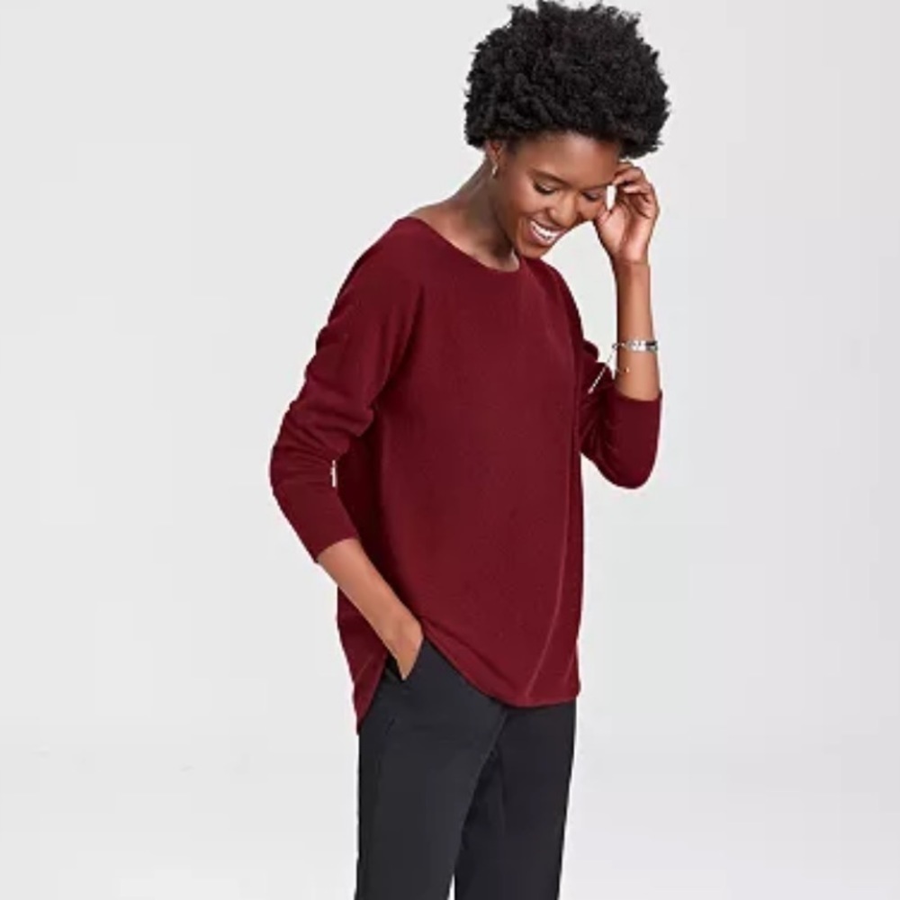 Charter Club Soft Cashmere Burgundy Hi-Low Sweater